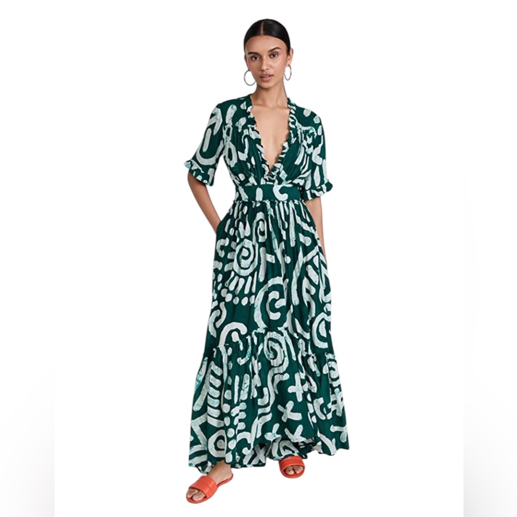 Nwt Busayo Torri Printed Cotton Maxi Dress Spring Summer